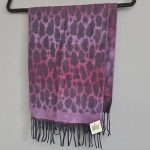 #12 NWT Cashminx Purple and Red Leopard Print Scarf